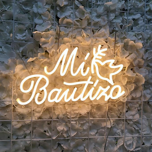 Mi Bautizo Neon Signs for Wall Decor, 20 * 10.8 inches Mi Bautizo Led Neon Light Sign perfect for Baby Birthday Decoration, Baby Shower Party, Room, Bedroom, Birthday Party, Christmas, INSNEnN