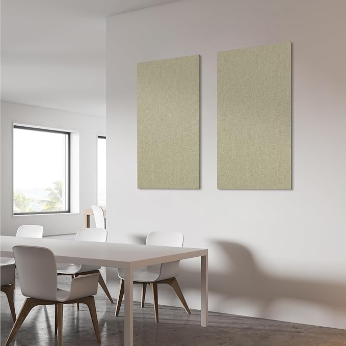 Olanglab Acoustic Panels 2 Pack, 48''x24'' Large Sound Panels, Fabric Wrapped Sound Proof Foam Panels for Walls, Sound Absorbing Panels for Recording Studio Acoustical Treatments (Ivory)