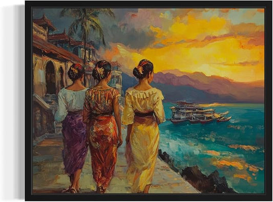 Philippines Art Print Poster, Asia Oriental Countries Culture Wall Art Asian Paintings for Bedroom Bathroom Living Room Decor 97 (Philippines, 8 x 10 inches, Black Frame)