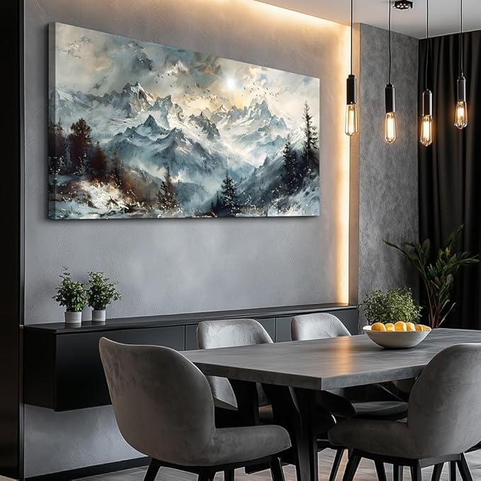 KELIYUAN Large Wall Decor For Living Room Canvas Wall Art For Office Bedroom Framed Wall Paintings Abstract Mountain Landscape Pictures Artwork Modern Dormitory Home Decoration Aesthetic 30x60in