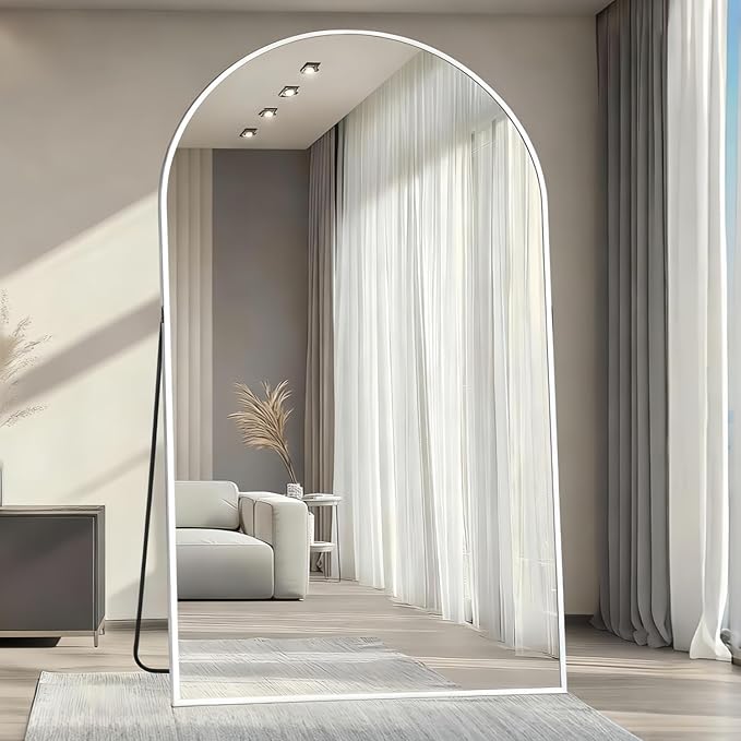 Arched Full Length Mirror, 81"x41" Large Floor Mirror with Stand, Oversized Full Body Mirrors for Leaning or Hanging, Wall Mounted Mirrors for Bedroom, Living Room,Dressing Room, White