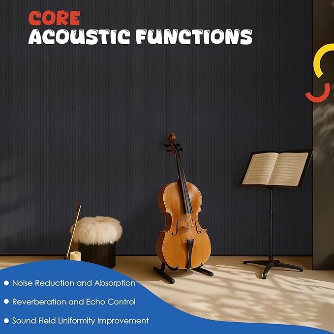 10 Pack Large Acoustic Panels,47.2" X 23.6" Acoustical Wall Panel,Self-Adhesive Sound Proof Panel for Office, Decorative Soundproof Wall Panels for Home Studio (Black)