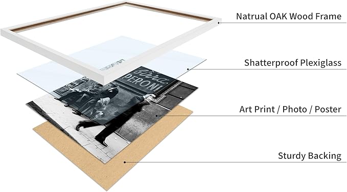 Poster Master Vintage Photograph Poster - Travel Print - Men in a Street of Napoli, Italy, Black & White, Minimalist - Gift for Artist, Friend - Wall Decor for Home, Office, 11x14 White Framed