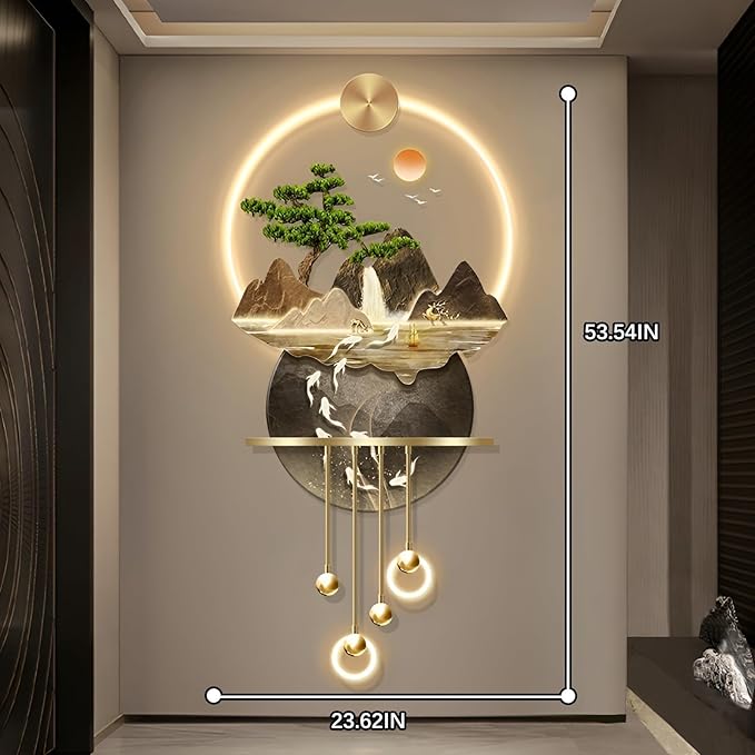 Bonsai 3D LED Wall Art Light Wall Sculpture Painting Decoration Art Modern Wall Hanging Painting for Living Room Entrance Corridor Decorative Wall Mounted Lamp(Stylle A)