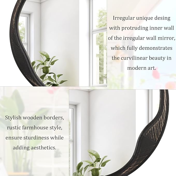 AOAOPQ Circle Mirror Round Mirror Wash Black Frame Wall Mounted Mirrors for Entryway Bedroom Round Mirrors for Wall Decor 20 Inch