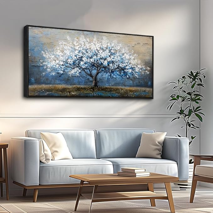 KELIYUAN Wall Art For Living Room Wall Decor For Bedroom Large Canvas Black Framed Wall Painting Abstract Tree Pictures Office Dining Room Decor Artwork Hotel Room Mural Home Decoration 30"X60"