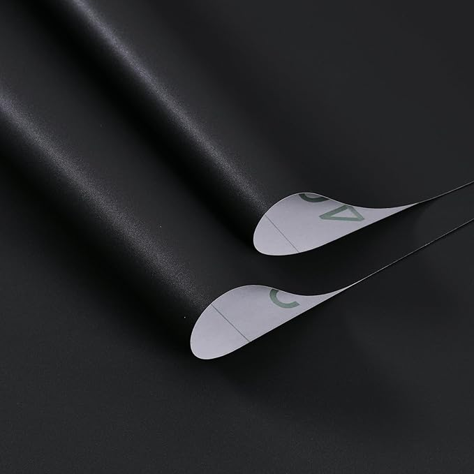 Black Peel and Stick Bathroom Removable Wallpaper Thicken Vinyl Modern Matte Textured Solid Color Self-Adhesive Wallpaper Wrap Contact Paper for Bedroom Kitchen Cabinet (24"x393" Black)