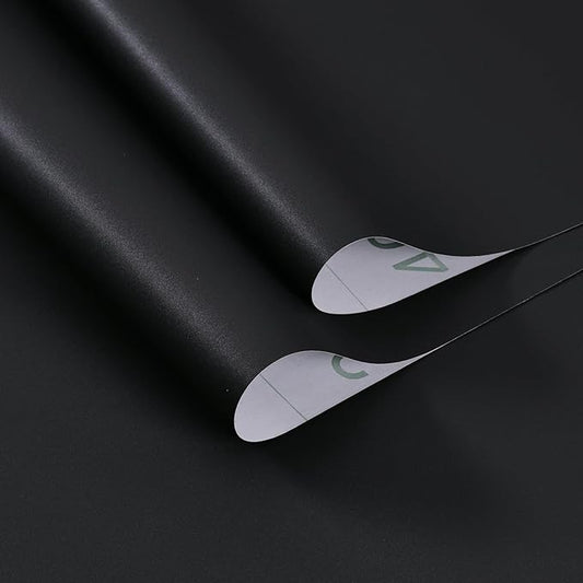 Black Peel and Stick Bathroom Removable Wallpaper Thicken Vinyl Modern Matte Textured Solid Color Self-Adhesive Wallpaper Wrap Contact Paper for Bedroom Kitchen Cabinet (24"x393" Black)