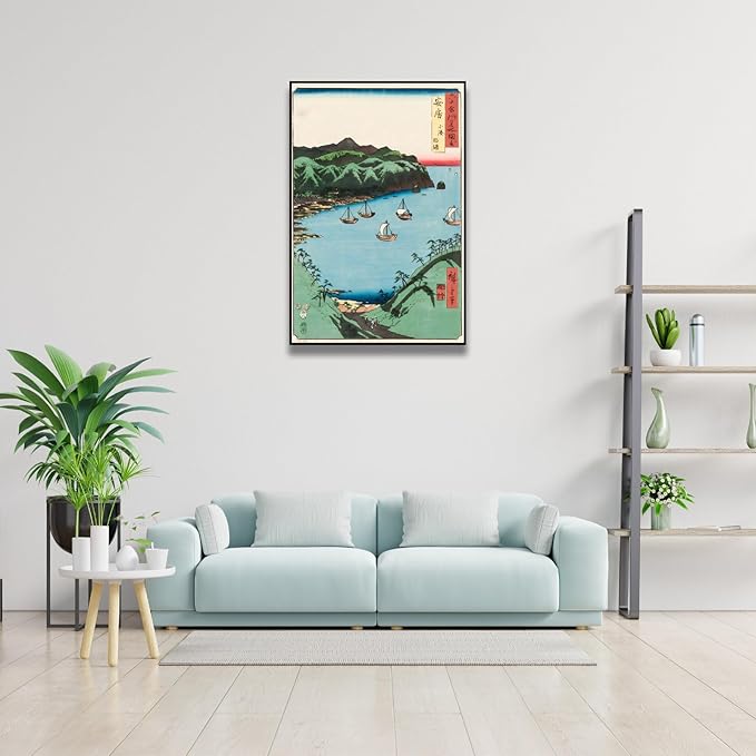 OKRA Utagawa Hiroshige Canvas Wall Art - Kominato, Uchiura Poster - Japanese Wall Art Prints Nature Landscape Art Classic Art Reproductions Modern Home Wall Decor Unframed