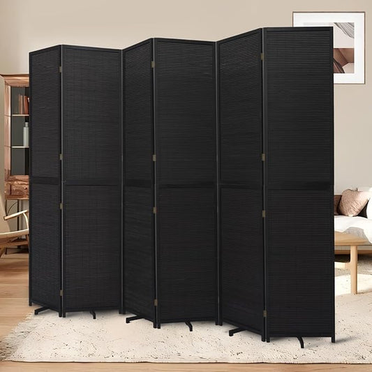 Bamboo Room Divider 6 Panel Wall Divider, 106'' W x 67'' H Folding Design with Extra Stable Base, 100% Bamboo Room Divider Screen for Room Separation, Chinese Room Partitions and Dividers Freestanding
