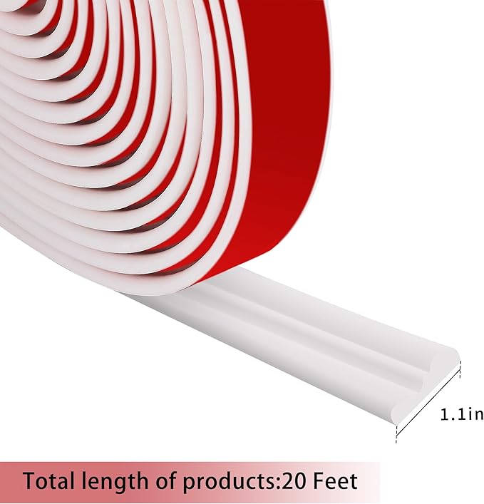 moonoom 20 Ft x 1.1' Wall Decoration Molding Trim, White Self-Adhesive 3D Chair Rail Panel Molding, Flexible DIY Wall Trim for Mirror, Window Frame and Home Decoration