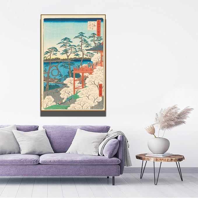 OKRA Japanese Ukiyo- Utagawa Hiroshige Canvas Wall Art - New Lakeside Painting Japanese Art Painting - Famous Art Decoration Poster - Home Decor for Bedroom Living Room - Unframed