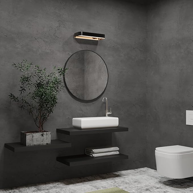 16"×354" Dark Grey Black Concrete Wallpaper Peel and Stick 3D Thick Faux Concrete Cement Contact Paper Vinyl Wrap Stained Matte Textured Waterproof Wall Sticker for Walls Bathroom Garage Living Room