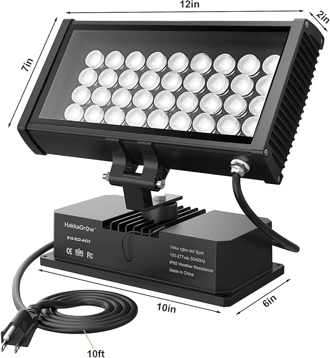 LED Wall Washer Flood Lights with RF Remote, 144W RGBW+5700K Color Changing Wash Lighting Waterproof Heavy-duty LED Wall Washing Light for Outdoor & Indoor Lighting Projects, Church, Building, Hotels