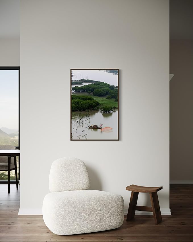 Oriental Beauty: Stunning Feng Shui Landscape Wall Art Vertical Prints for Home Decor in 3 Sizes (Casting Nets in the Mangrove Waters, 24" x 36", Oriental Beauty)