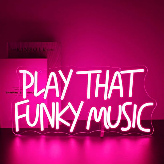 Neon Sign, Play That Funky Music Neon Signs for Wall Decor Neon Pink LED Signs Room Neon Light Up Signs Home Decor for Business Bedroom Club Party Bars Shop USB Operated