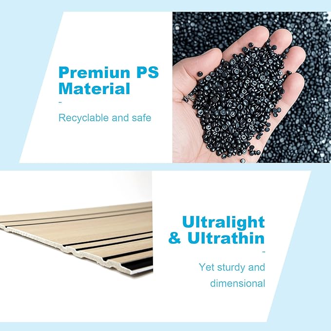 Art3d 4-Pack Glue-On Wall Panels, Wood Grain Texture Interior Wall Decor, 104"x12" Recycled Polystyrene Wainscoting Panels, Low Emission for Living Room Bedroom,Earth Oak