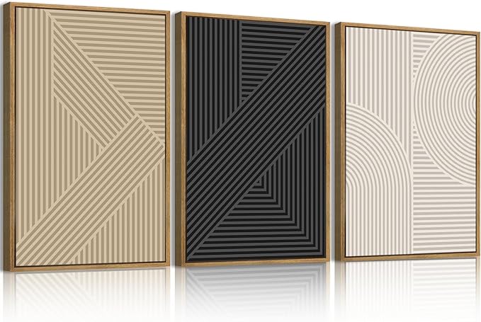 BINCUE Neutral Abstract Wall Art Decor Mid Century Modern Wall Paintings Boho Artwork for Living Room Bedroom Bathroom 16x24 Inch Set of 3