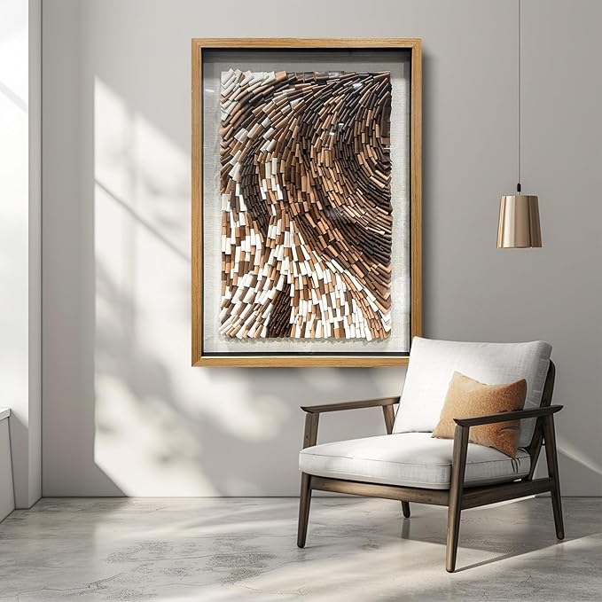 BrightA The Texture Leather Collage Craft Painting With A Contrast Of Brown And White Colors Adds An Artistic Atmosphere And Style To The Space 39.4"x59"