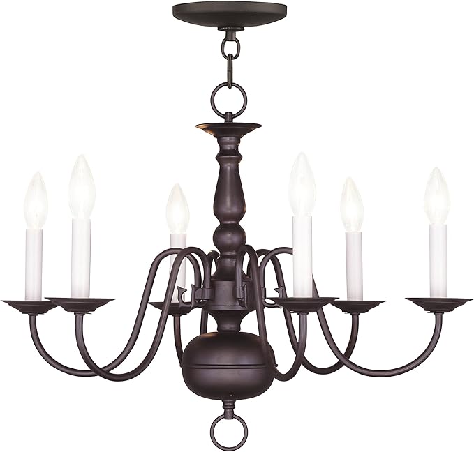Livex Lighting 5006-07 Williamsburgh 6-Light Chandelier, Bronze,18Hx24W