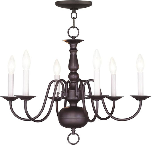 Livex Lighting 5006-07 Williamsburgh 6-Light Chandelier, Bronze,18Hx24W