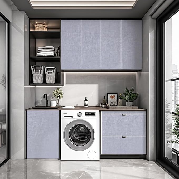 CAX Grasscloth Peel and Stick Wallpaper Silver Contact Paper 15.7"x118" Fabric Peel and Stick Wallpaper Self-Adhesive Removable Wall Paper Waterproof Faux Linen Wall Papers for Living Room Cabinets