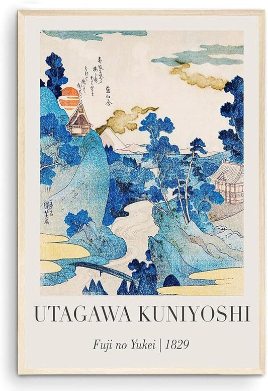 OZCONO Utagawa Kuniyoshi Fuji no Yukei Art Print, Japanese Landscape Wall Decor, Gallery Quality Giclee, UV Resistant Ink (36L x 24W)