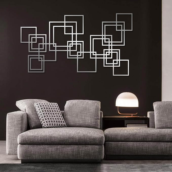 Metal Abstract and Geometric Wall Decor, Large Geometric Wall Art, Modern Luxury Style Metal Wall Art, Abstract Wall Decor, Minimalist Wall Hanging, Living Room Wall Hanging (White, 35"x20"/90x50cm)