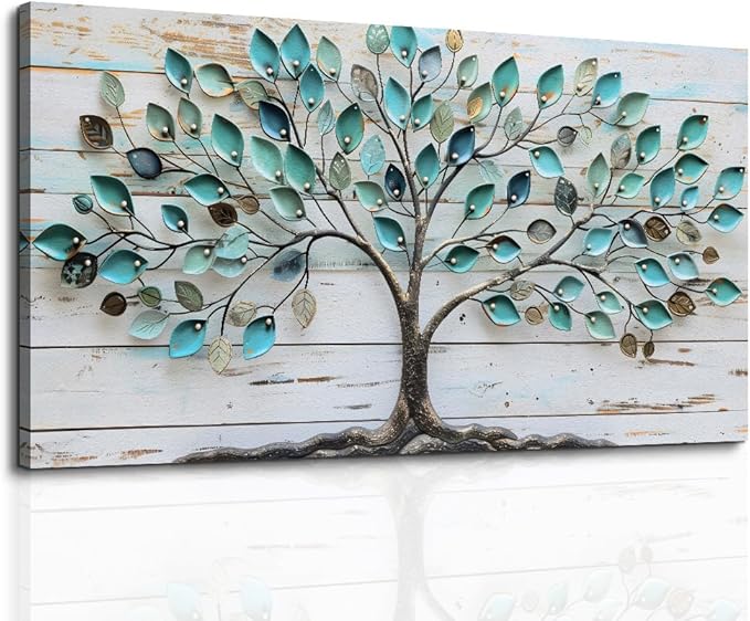 MHARTK66 Canvas Wall Art Colorful Trees Large Paintings For Living Room Abstract Wall Decor Bedroom Farmhouse Artwork For Office Blue Landscape Watercolor Pictures Rustic Wall Hanging Decor 20x40