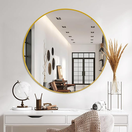 Bathroom Mirrors for Wall,Gold Frame Mirror,30'' Round Circle Mirror for Entryway Bedroom Vanity(30'',Gold)