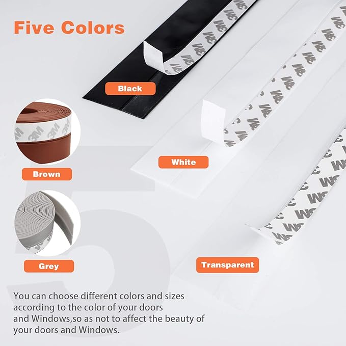 26 Feet Silicone Seal Strip, Transparent, 60MM - Door & Window Seal, Draft Stopper, Adhesive Tape for Doors, Windows & Shower Glass Gaps