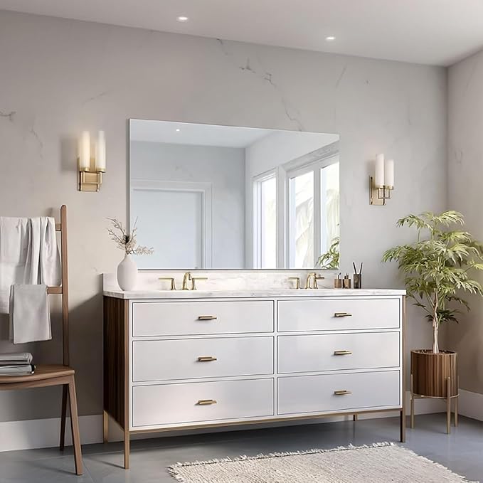 KOCUUY Large Frameless Mirror, 55x36 Inch Rectangle Bathroom Vanity Mirror for Over Sink, Upgraded Shatterproof Unframed Design for Bedroom, Living Room, Entryway