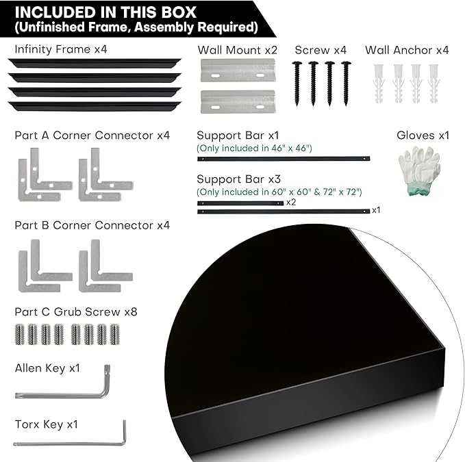 36"x36" Large Framed Wall Art - Dark Abstract Golden Light Glow on Black Modern Painting Minimalist Foggy Forest Tranquil (Frame Assembly Required)