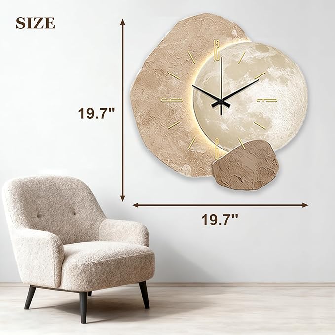 3D Wall Art Decor Clock, Large 3D Wall Sculptures with LED Light, Modern Home Decorative Wall Clocks Acrylic Painting for Living Room Bedroom Entrance Decor(19.7"x19.7", A)