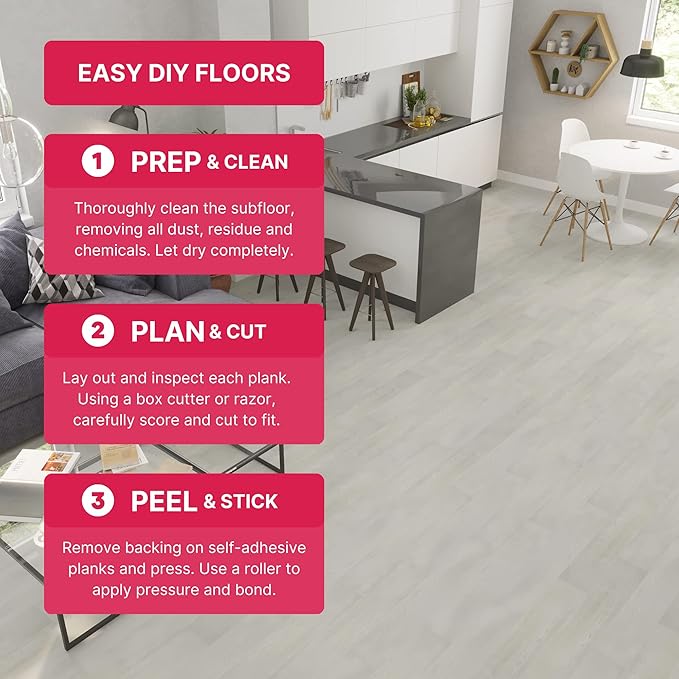 LUCiDA SURFACES Luxury Vinyl Floor Tiles-Peel & Stick Adhesive Flooring for DIY Installation-Sample Wood-Look Plank-6 inch x 12 inch