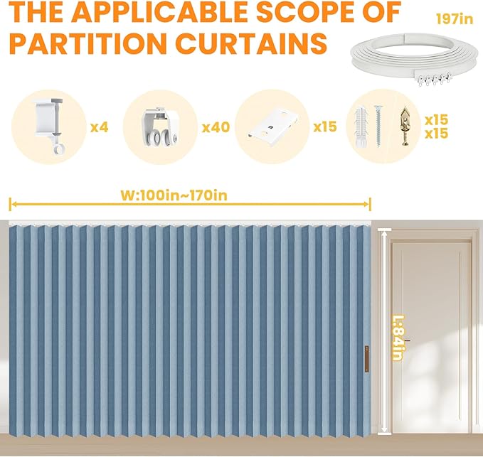 100% Blackout Drapes for Sliding Glass Door - Thermal Insulated Door Blinds Patio Door Curtains Vertical Blinds for Window(Blue, W180 x L84, 1 Pack)