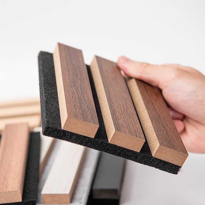 Art3d Wood Slat Acoustic Panels for Stylish Decor and Noise Reduction, 3D Textured Panel for Ceiling and Wall, Samples Pack