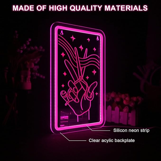 Lucunstar Scissors Neon Sign Pink LED Beauty Salon Hair Salon Decor Led Neon Business Lights for Barbers Studio Decoration for Beauty Shop(14.69 * 9.4in)