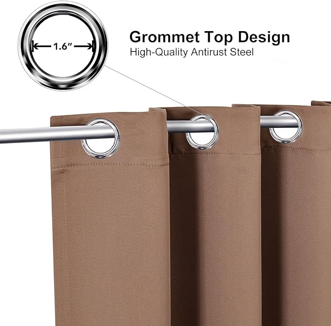 ChrisDowa Blackout Curtains 78 inches Long for Bedroom - Grommet Thermal Insulated Room Darkening Curtains for Living Room (1 Panel, Cappuccino, 42 x 78 Inch)