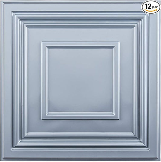 Art3d 24" x 24" (Pack Of 12) Wall Panel Square, Gray