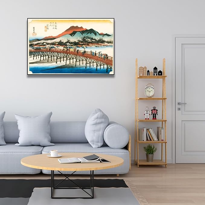 OKRA Utagawa Hiroshige Canvas Wall Art - Fifty-Three Stations of The Tokaido Series - Kyoto Poster - Japanese Ukiyo-E Japanese Posters Modern Home Wall Decor Unframed