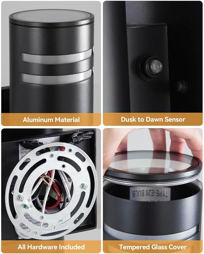 KIZON Smart Porch Light RGBCW Dusk to Dawn Outdoor Wall Lights, WiFi APP Control Exterior Wall Sconce Up and Down Lights Outdoor Lights for House Patio Garage, Compatible with Alexa Google Assistant