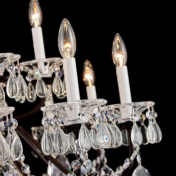 18 Lights Large Crystal Chandeliers for High Ceilings Brown Maria Theresa Chandelier Modern Chandelier Light Fixture for Foyer Entryway Staircase Hallway High Ceiling Living Room Dia 37 inch