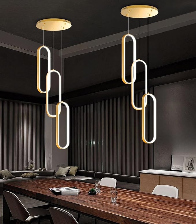 Modern Ring Chandelier LED Dimmable Ceiling Light for Kitchen Island Living Room Staircaes Dining Room Gold