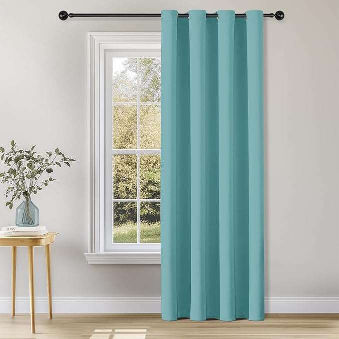 ChrisDowa Blackout Curtains 95 inches Long for Bedroom - Grommet Thermal Insulated Room Darkening Curtains for Living Room (1 Panel, Aqua, 52 x 95 Inch)