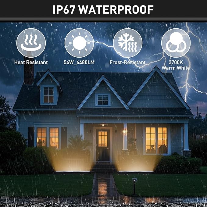 LED Wall Washer Light Bars Super Bright,54W 6000K Daylight White Outdoor LED Light Bar,IP67 Waterproof Heavy Duty Linear Strip Light for Landscape Church Ads Yard Building Lighting(6480 Lumen,40 Inch)