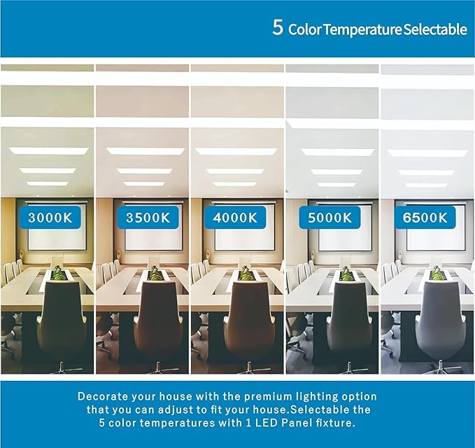 2x4 FT LED Light Flat Panel, 30-72W, 5 CCT 3K | 3.5K | 4K | 5K | 6.5K, Dimmable Recessed Drop Ceiling Lights, 3750/5000/6250/7500/9000 Lumens, Lay in Fixture for Office, 120-277V, ETL DLC (8 Pack)