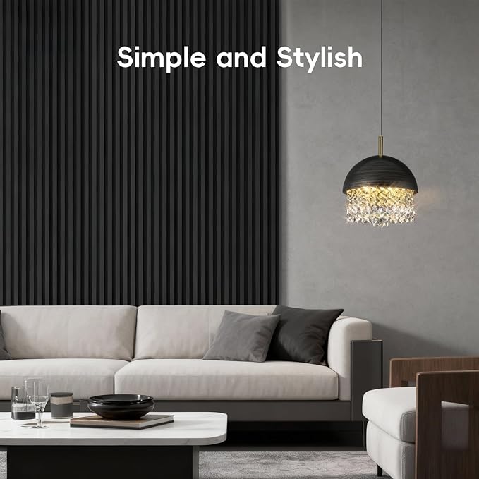 10Pack WPC Slat Wall Panels, 96 x 6.4 x 0.8Inches 3D Accent Wall Panels for Interior Home Decor, Fluted Wood Paneling for Living Room, TV Background, Office, Bedroom (Matte Black)