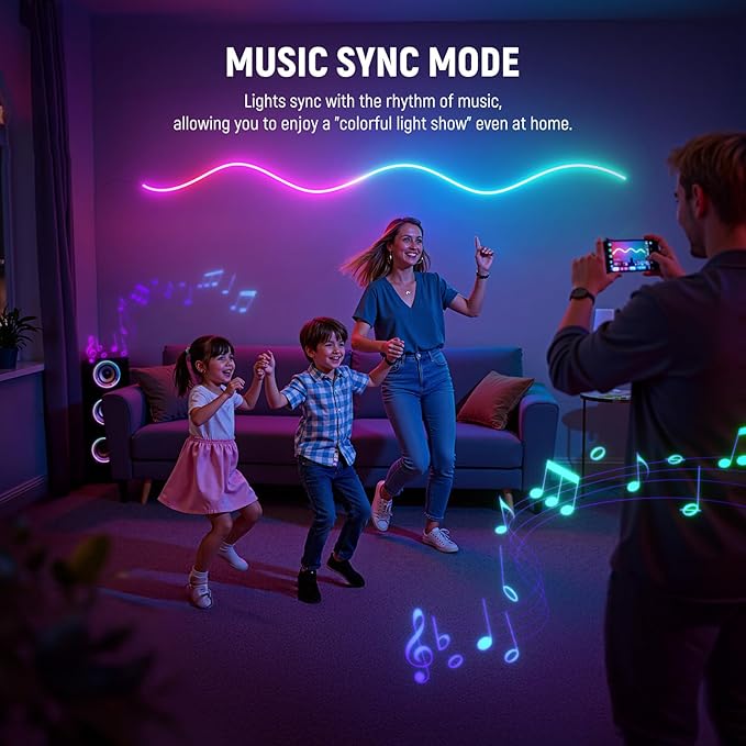 NEEWER 16.4ft/5m LED Strip Lights, Smart AI RGB Flexible Cuttable Neon Rope Light with App Control for Bedroom Gaming Room Indoor Studio Home Classroom Wall Outdoor Outside Waterproof Decor, NS02