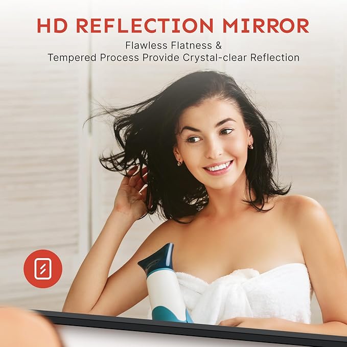 Kosmonia 36x24 Bathroom Vanity Mirror for Wall, Aluminum Framed, Farmhouse Rectangle, Anti-Rust, HD Reflection Anti-Desilvering, Distortion Free, Tempered and Shatter-Proof Wall Mounted Mirror, Black